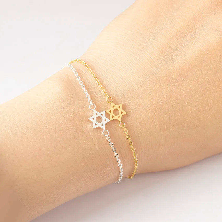 Jewish Jewelry Magen Star of David Charm Bracelets for Women Bff Gifts Bijoux Femme Stainless Steel Pulseira Feminina