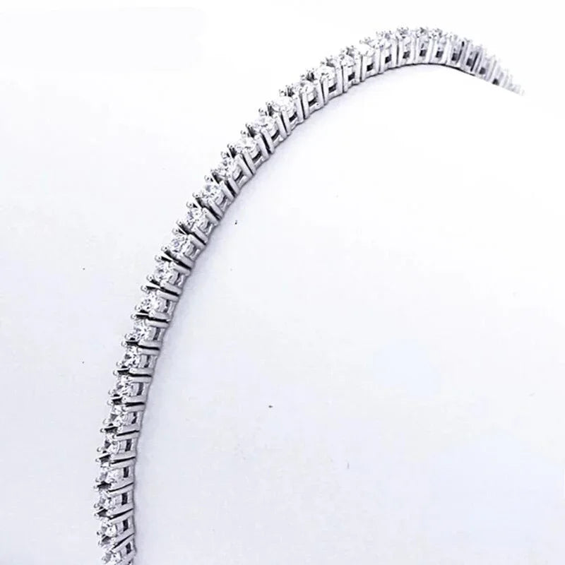 Sterling 925 Silver Jewelry 16Cm to 19Cm Tennis Bracelet 2Mm Zirconia Anniversary Gift Genuine Sterling Silver Bracelet